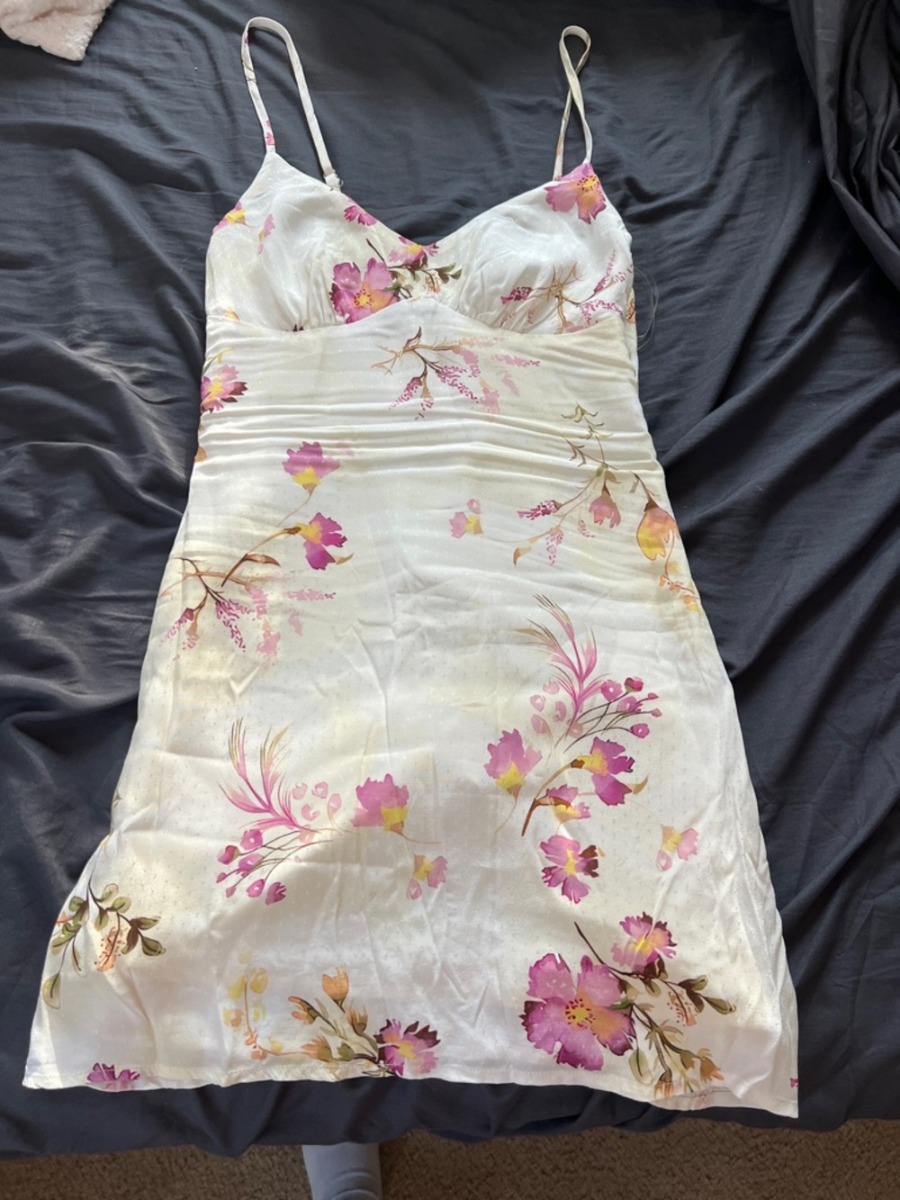 Princess Polly yellow Floral Mini Dress with Pink & Yellow Accents